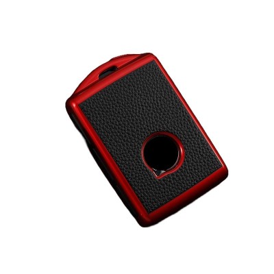 Husa Cheie Auto VOLVO XC90, XC60, XC40, Smartkey, Tpu, Aspect Piele, Rosie foto