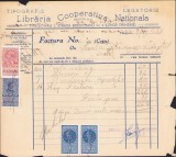 A1447 Factură cu antet Librăria Cooperativa Națională Tipografie Legătorie Timișoara, 1938