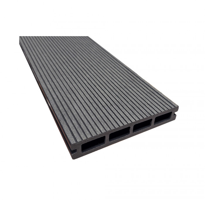 Placa deck terasa WPC 3D, tip pardoseala/dusumea WPC, 150x25 mm, gri antracit linii periat