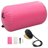 vidaXL Rulou de gimnastică gonflabil cu pompă, roz, 100 x 60 cm, PVC 92712