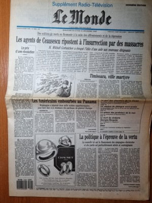 ziarul francez &amp;quot;le monde&amp;quot; 25 decembrie 1989-articol si foto revolutia romana foto