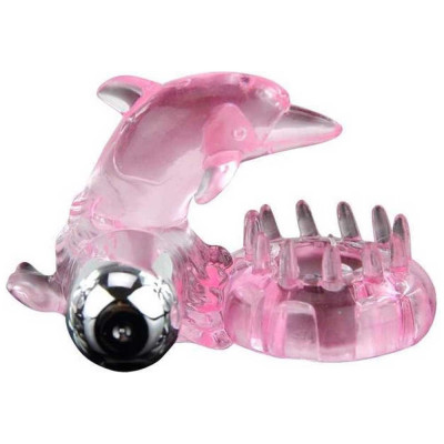 Love Dolphin - Inel pentru penis cu vibrații, roz, 6.8 cm foto