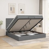 Cumpara ieftin Pat Ottoman cu Saltea si LED Gri inchis 180 x 200 cm Tesatura