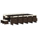 Cumpara ieftin Set mobilier de gradina cu perne, 15 piese, maro, poliratan