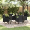 VidaXL Set de masă pentru grădină cu pernă 5 pcs Negru Rattan poli 3380151