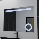 Oglinda LED Rectangulara, 100x75cm, ABSOLU MotionGlow Marcello, Sistem Dezaburire, Ceas &amp; Termometru, Lupa Cosmetica, Dimabila ModernLight Concept