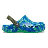 Saboți Crocs Baya Printed Clog Kids Albastru - Blue Bolt/Multi, 28, 30, 32, 33