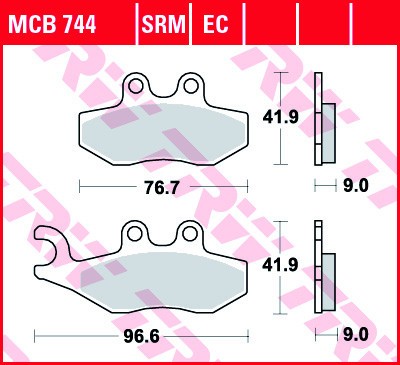 Set placute frana MCB744SRM - Gilera DNA - Runner - Piaggio Fly - Beverly - X7 - X8 - X9 50-400cc - Peugeot Geopolis 125-400cc (etrier Heng Tong) foto