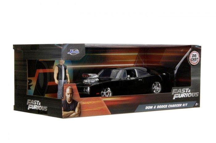 Jada fast and furious set figurina dom si masinuta metalica dodge charger 1970 scara 1 la 24