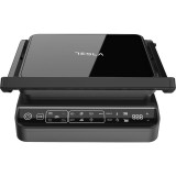 Gratar electric Tesla GR500BG, 2000 W, 10 programeLED, control digital, 30x23cm, negru/sticla