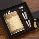 Set plosca deluxe cu pahare si palnie, otel inoxidabil, 236 ml
