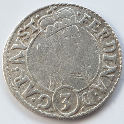Austria Alsace 3 kreuzer ND (1584-95) argint Ferdinand ll de Tirol foto