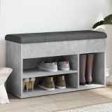 vidaXL Bancă de pantofi, gri beton, 82x32x45,5 cm, lemn prelucrat