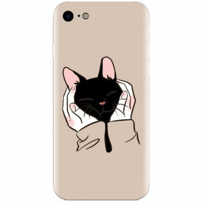 Husa silicon pentru Apple Iphone 5 / 5S / SE, Th Black Cat In Hands foto