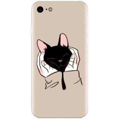 Husa silicon pentru Apple Iphone 5c, Th Black Cat In Hands foto
