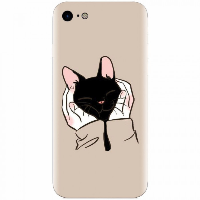 Husa silicon pentru Apple Iphone 6 / 6S, Th Black Cat In Hands