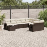 vidaXL Set canapele de grădină cu perne, 10 piese, maro, poliratan 3253000