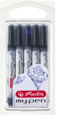 Set 5 patroane Herlitz MyPen, universale, blister, albastru foto