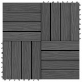 Plăci podea &icirc;n relief, WPC, 11 buc., 30 x 30 cm, 1 mp, negru
