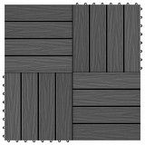 VidaXL Plăci podea &icirc;n relief, WPC, 11 buc., 30 x 30 cm, 1 mp, negru