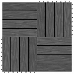 Plăci podea &icirc;n relief, WPC, 11 buc., 30 x 30 cm, 1 mp, negru