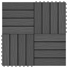 Placi podea în relief, WPC, 11 buc., 30 x 30 cm, 1 mp, negru GartenMobel Dekor