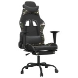 Cumpara ieftin Scaun de gaming masaj/suport picioare negru/Camuflaj piele eco