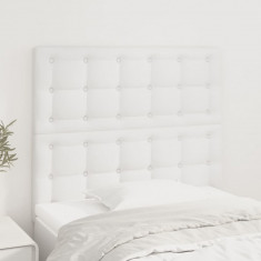 vidaXL Tăblii de pat, 2 buc, alb, 80x5x78/88 cm, piele ecologică foto