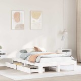 VidaXL Cadru de pat fără saltea, alb, 135x190 cm, lemn masiv de pin