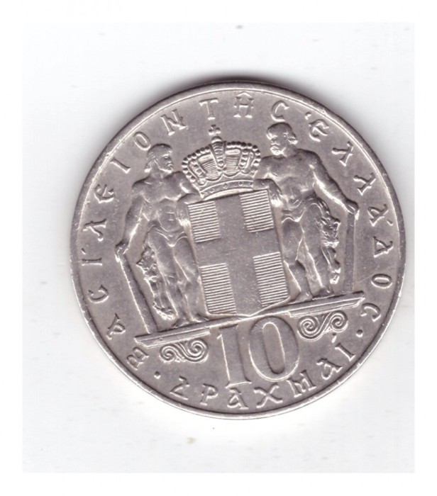 Moneda Grecia 10 drahme 1968, stare buna, curata