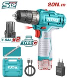 TOTAL - MASINA DE GAURIT CU ACUMULATOR 12V/LED LI-ION (2 ACUMULATORI 1.5Ah) PowerTool TopQuality