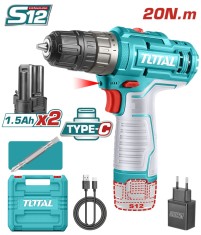 TOTAL - MASINA DE GAURIT CU ACUMULATOR 12V/LED LI-ION (2 ACUMULATORI 1.5Ah) PowerTool TopQuality