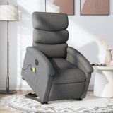 vidaXL Fotoliu electric masaj rabatabil cu ridicare, gri &icirc;nchis textil