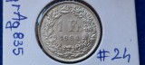 ELVETIA 1 FRANC 1964 AUNC argint, Europa
