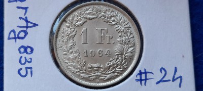 ELVETIA 1 FRANC 1964 AUNC argint foto