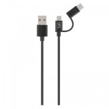 TNB microUSB / USB-C to USB CABLE charge, synchro, 1m, bk