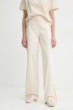 A.P.C. pantaloni de bumbac pantalon margaret femei, culoarea bej, lat, high waist, COHFU.F08476