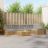 vidaXL Set de canapele de exterior 6 pcs Alb și gri deschis Poliester 3390541