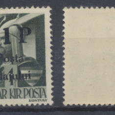 1945 Posta Salajului reimpresiune cu tus negru lucios timbru 1 P. pe 1 f. MNH