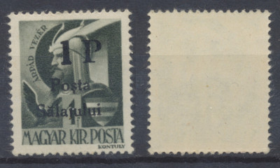 1945 Posta Salajului reimpresiune cu tus negru lucios timbru 1 P. pe 1 f. MNH foto