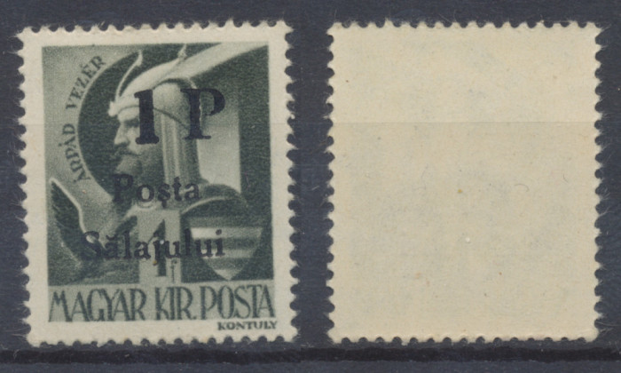 1945 Posta Salajului reimpresiune cu tus negru lucios timbru 1 P. pe 1 f. MNH