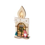 Lumanare decorativa din lemn pentru Craciun, cu leduri 26 cm-Tip Model 3
