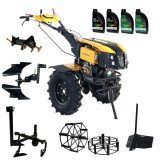 ProGARDEN Pachet Campo 1273 Alpine V2, Motocultor 12CP + PRS20-45 Prasitoare+Plug bilonat/rarita +PR2B-31 Plug reversibil+Adaptor + 2 Roti metalice 54