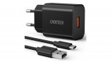 Choetech Q5003 18W QC 3.0 Fast Charger Adaptor &icirc;ncărcător de perete pentru &icirc;ncărcător de perete + cablu USB-C