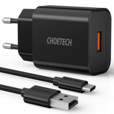 Choetech Q5003 18W QC 3.0 Fast Charger Adaptor încărcător de perete pentru încărcător de perete + cablu USB-C