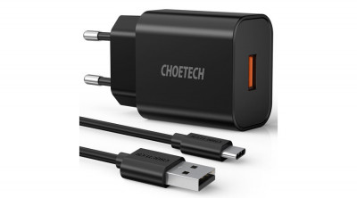 Choetech Q5003 18W QC 3.0 Fast Charger Adaptor &amp;icirc;ncărcător de perete pentru &amp;icirc;ncărcător de perete + cablu USB-C foto