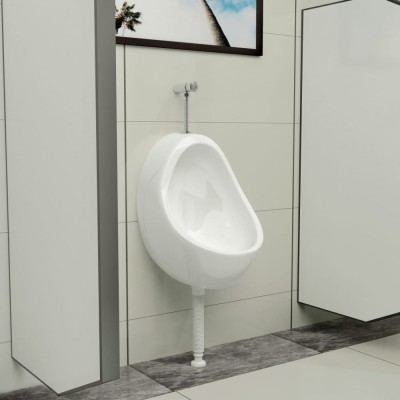 vidaXL Pisoar de perete cu supapă pentru spălare, alb, ceramică foto