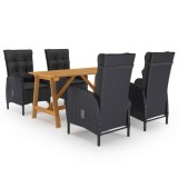 vidaXL Set de masă pentru grădină, 5 piese, negru 3068742