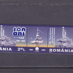 ROMANIA 2009 LP 1831 a - 100 ANI ROMGAZ SERIE CU VINIETA IN TRIPTIC, MNH