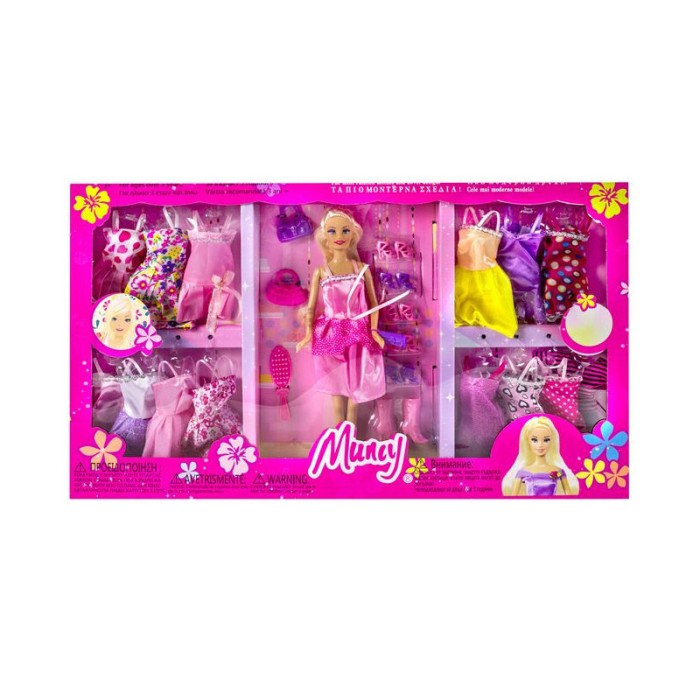 Papusa Muncy, 15 rochii, Plastic, Peste 3 ani, Roz